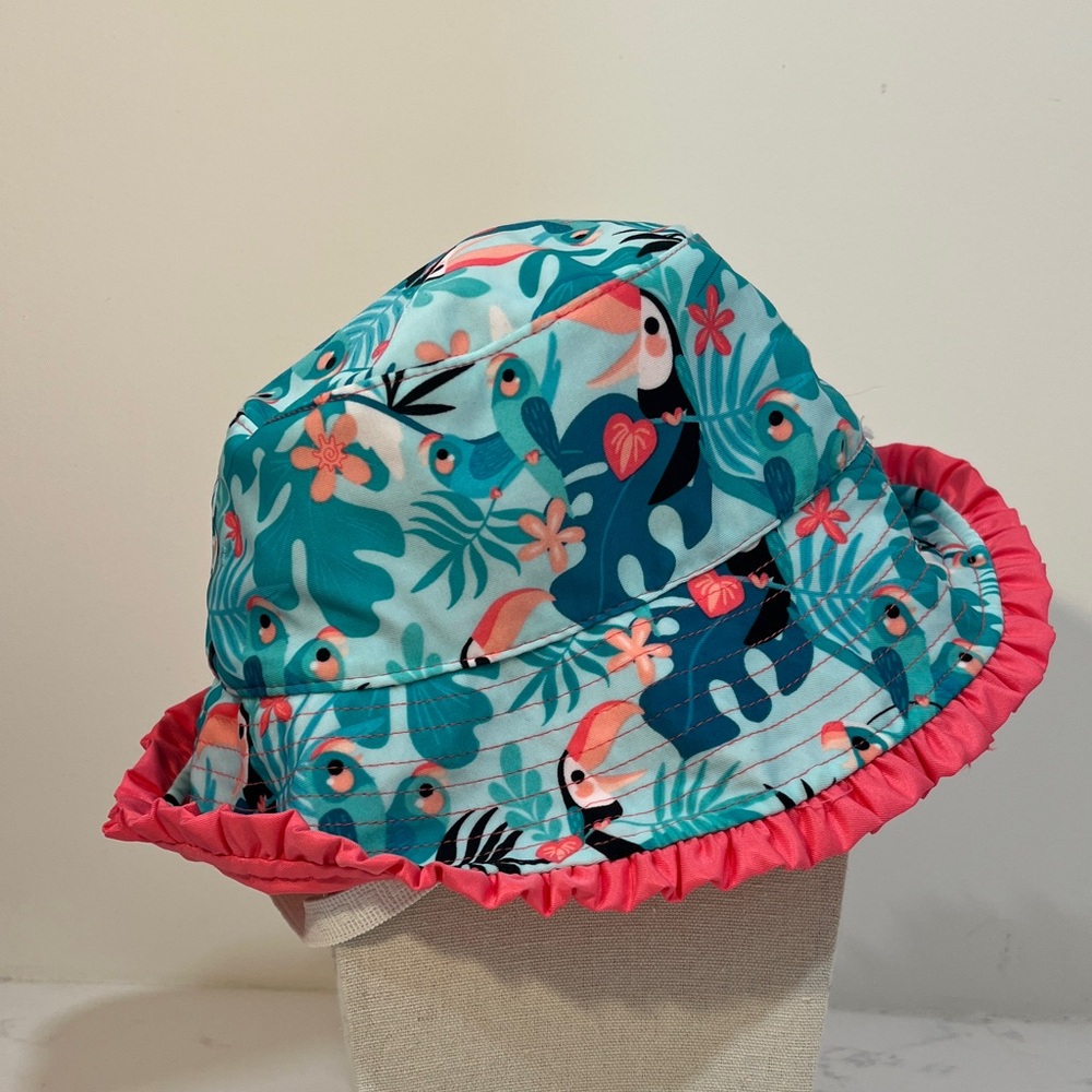 UVSkinz Tropical Toucan Reversible Bucket Hat with Pink Trim, Small Child